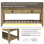 TREXM Shoe Rack with Cushioned Seat and Drawers