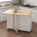 Kitchen Island with Spice Rack and Towel Rack - White