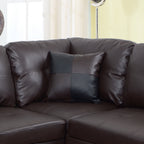 3 PC Sectional Sofa Set - Brown Faux Leather