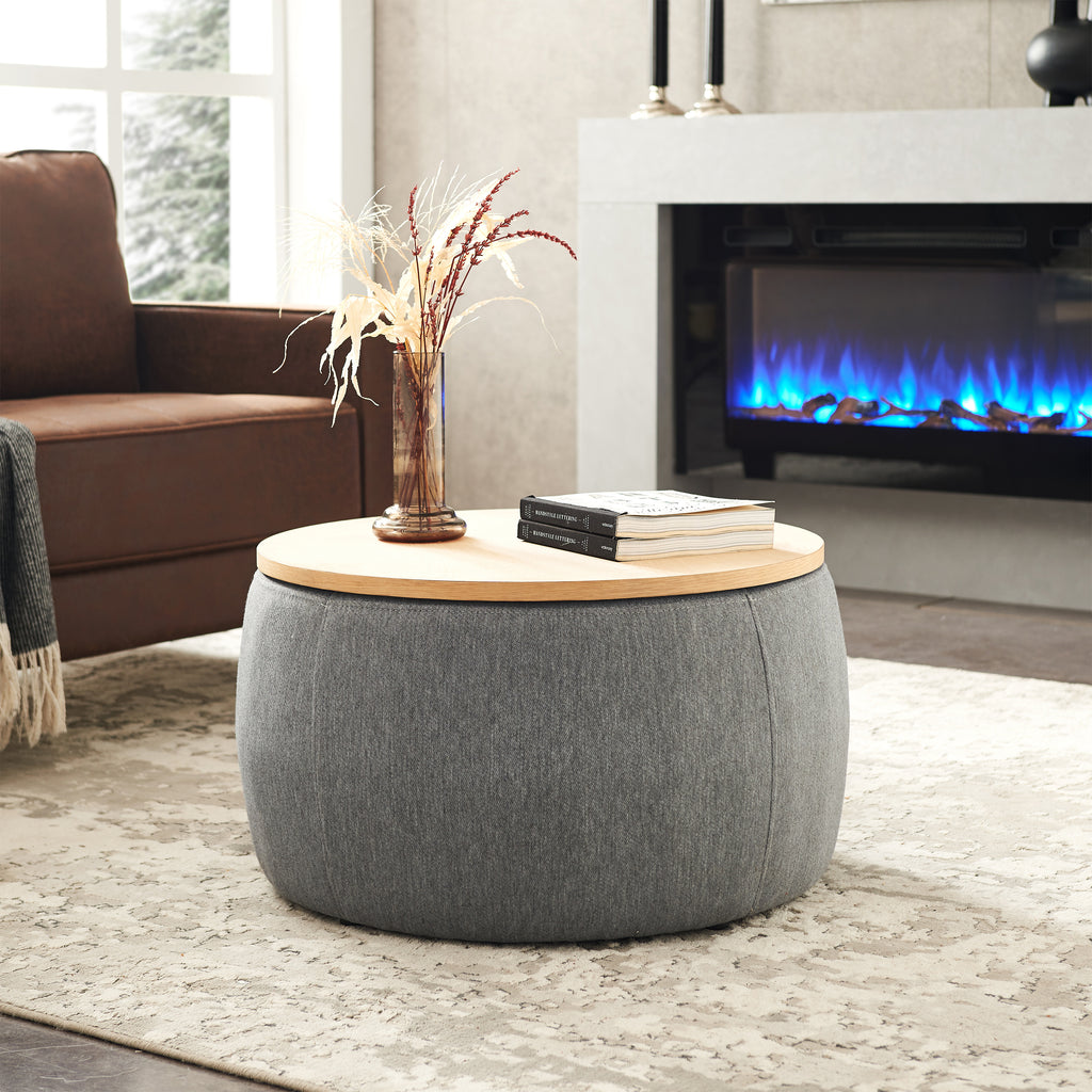 Round Storage Ottoman - Dark