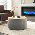 Round Storage Ottoman - Dark