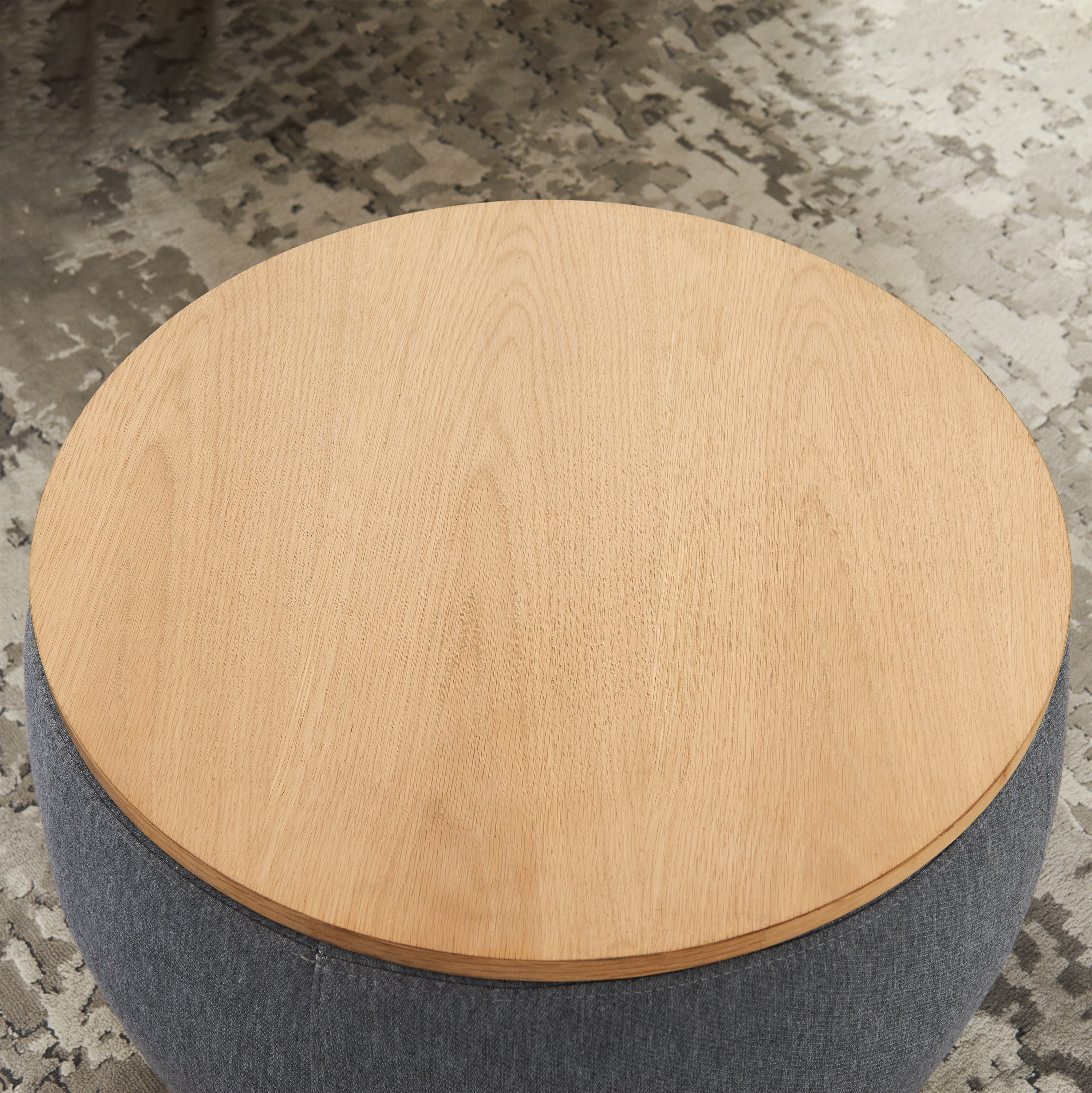 Round Storage Ottoman - Dark