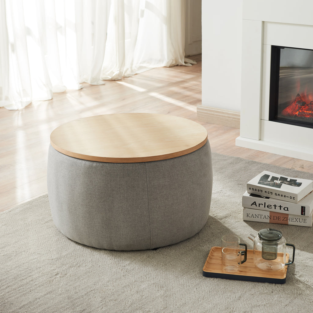 Round Storage Ottoman - Dark