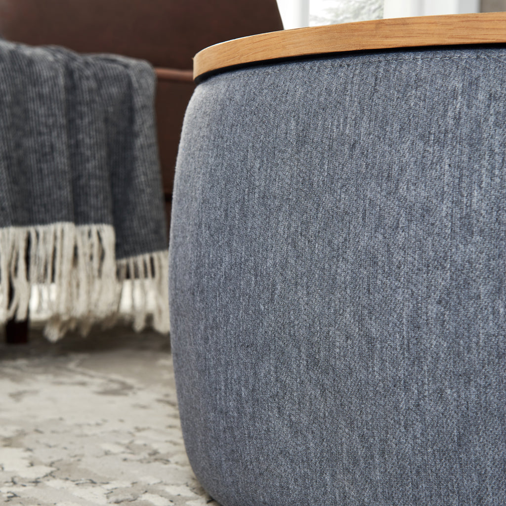 Round Storage Ottoman - Dark