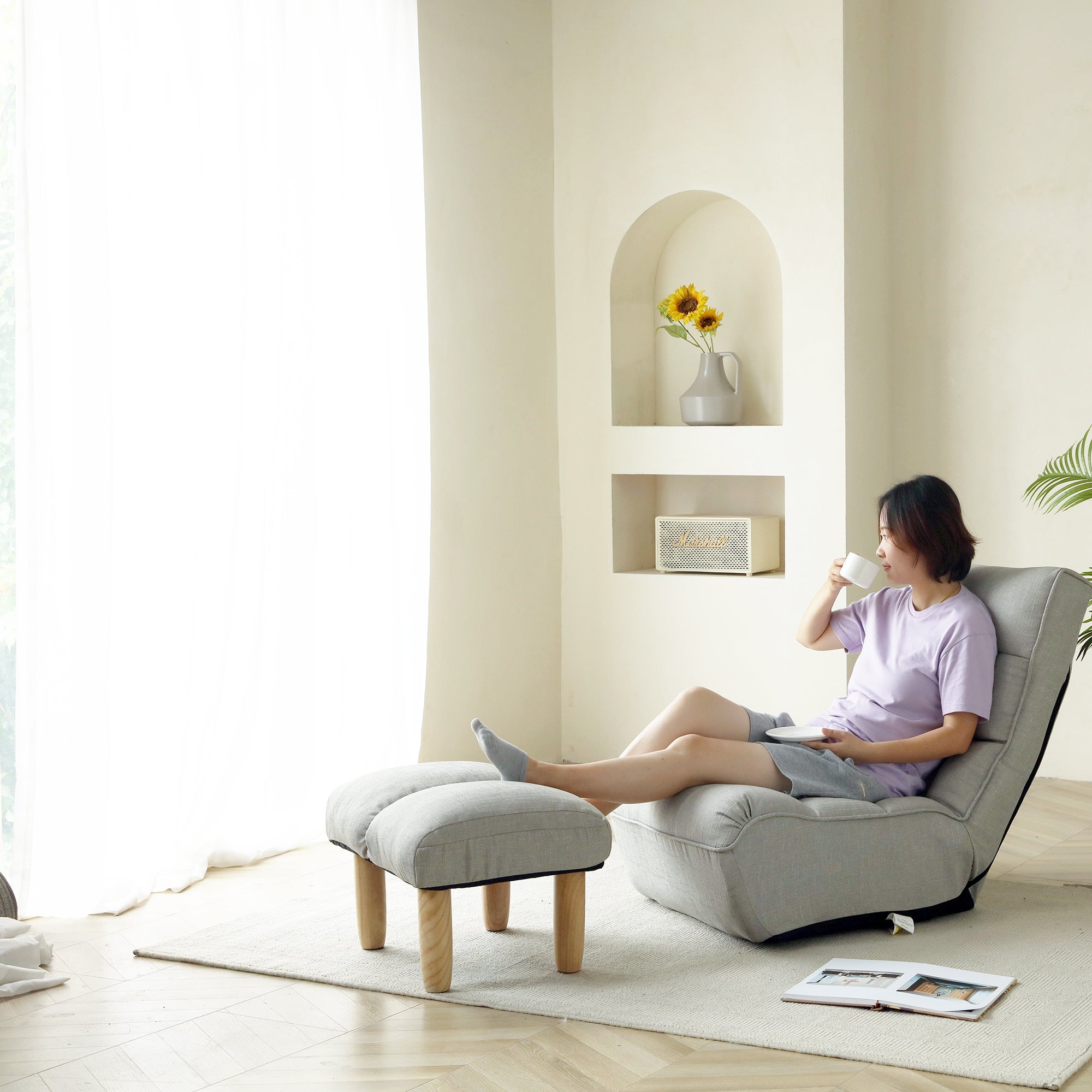 Lazy Sofa Balcony Leisure Chair - Foldable Reclining Design