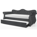 Abby Upholstered Velvet Wood Daybed with Trundle