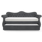 Abby Upholstered Velvet Wood Daybed with Trundle