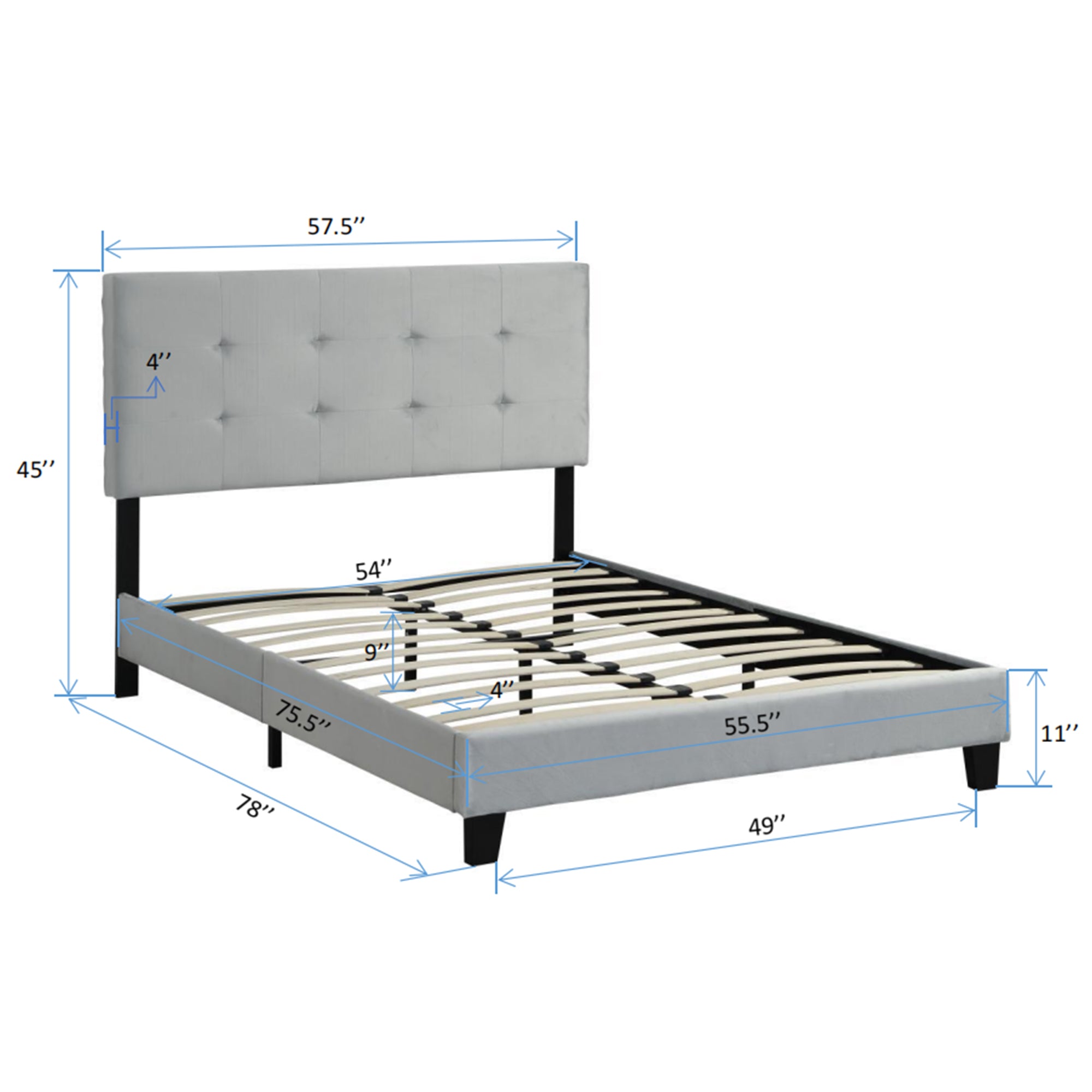 Full Size Upholstered Platform Bed Frame