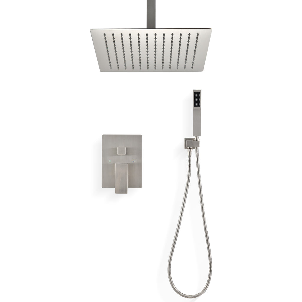Ceiling Mounted Shower System Combo Set with Handheld and 16" Shower Head