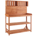 TOPMAX 65" Large Wooden Farmhouse Rustic Outdoor Potting Bench