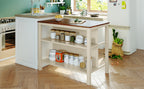 TOPMAX Solid Wood Rustic 3-Piece Kitchen Island Set