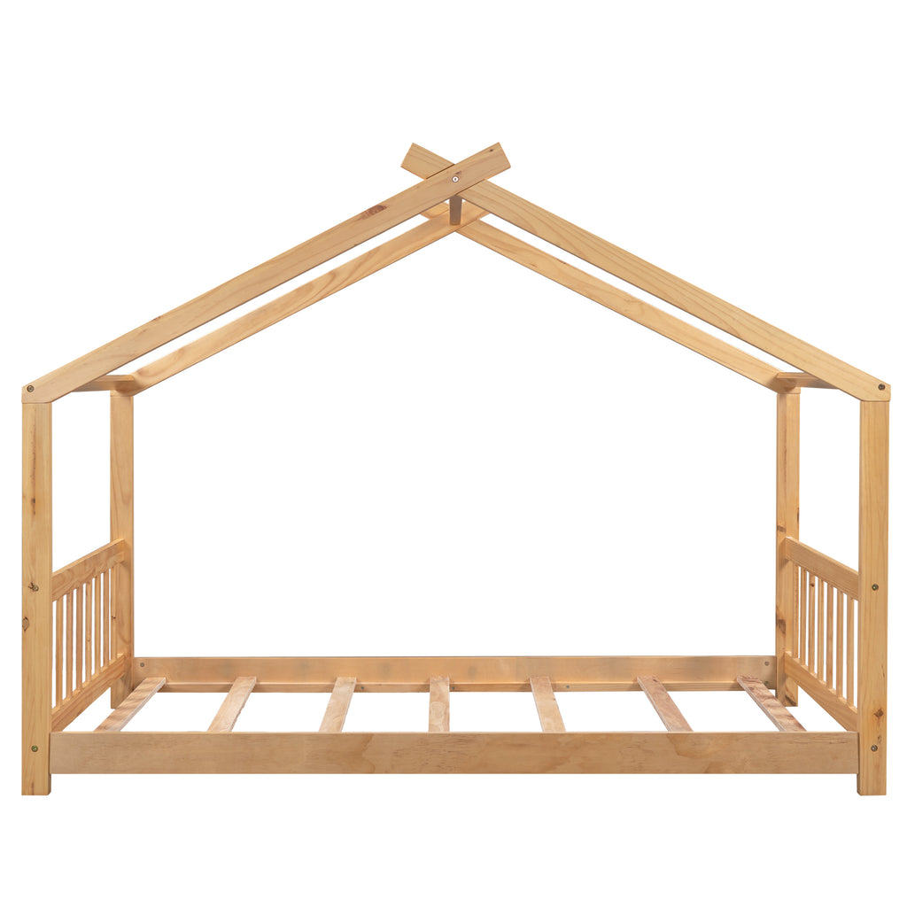 Twin Size House Platform Bed with Headboard and Footboard