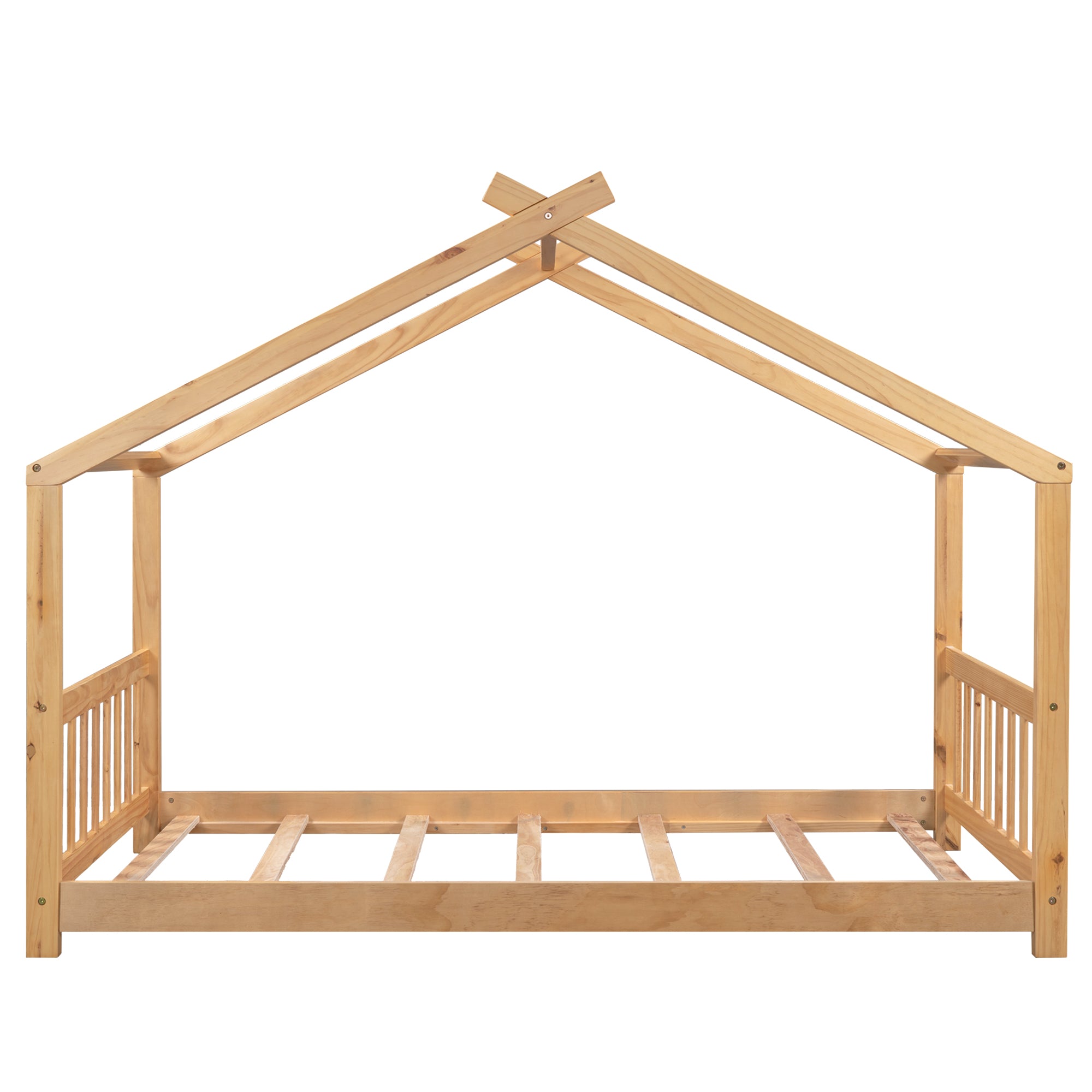 Twin Size House Platform Bed with Headboard and Footboard
