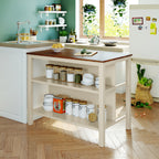 TOPMAX Solid Wood Rustic 3-Piece Kitchen Island Set