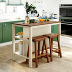 TOPMAX Solid Wood Rustic 3-Piece Kitchen Island Set