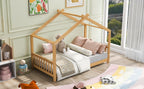 Twin Size House Platform Bed with Headboard and Footboard
