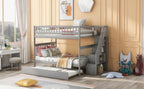 Full Over Full Bunk Bed with Trundle and Staircase