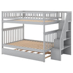 Full Over Full Bunk Bed with Trundle and Staircase