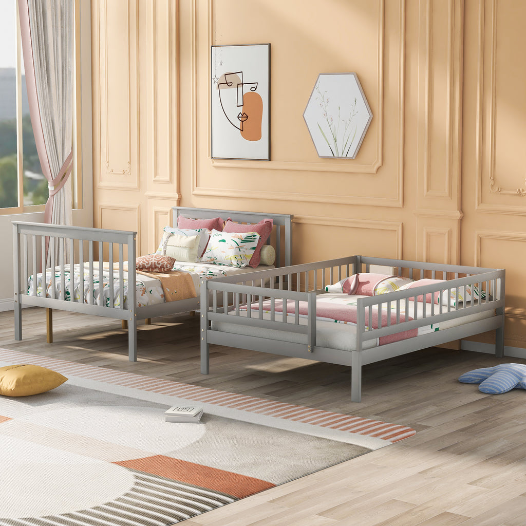 Full Over Full Bunk Bed with Trundle and Staircase