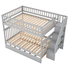 Full Over Full Bunk Bed with Trundle and Staircase