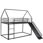 Twin Over Twin House Bunk Bed with Ladder and Slide
