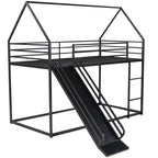 Twin Over Twin House Bunk Bed with Ladder and Slide