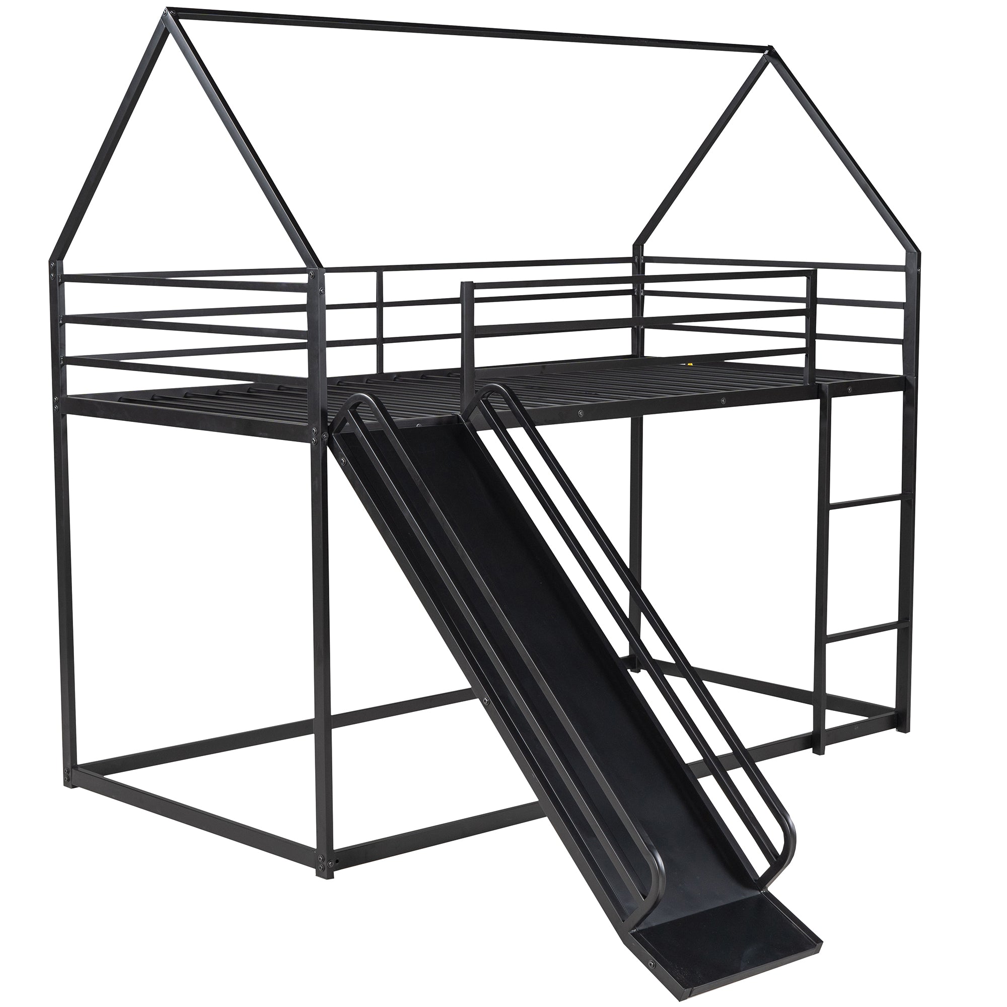 Twin Over Twin House Bunk Bed with Ladder and Slide