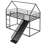 Twin Over Twin House Bunk Bed with Ladder and Slide