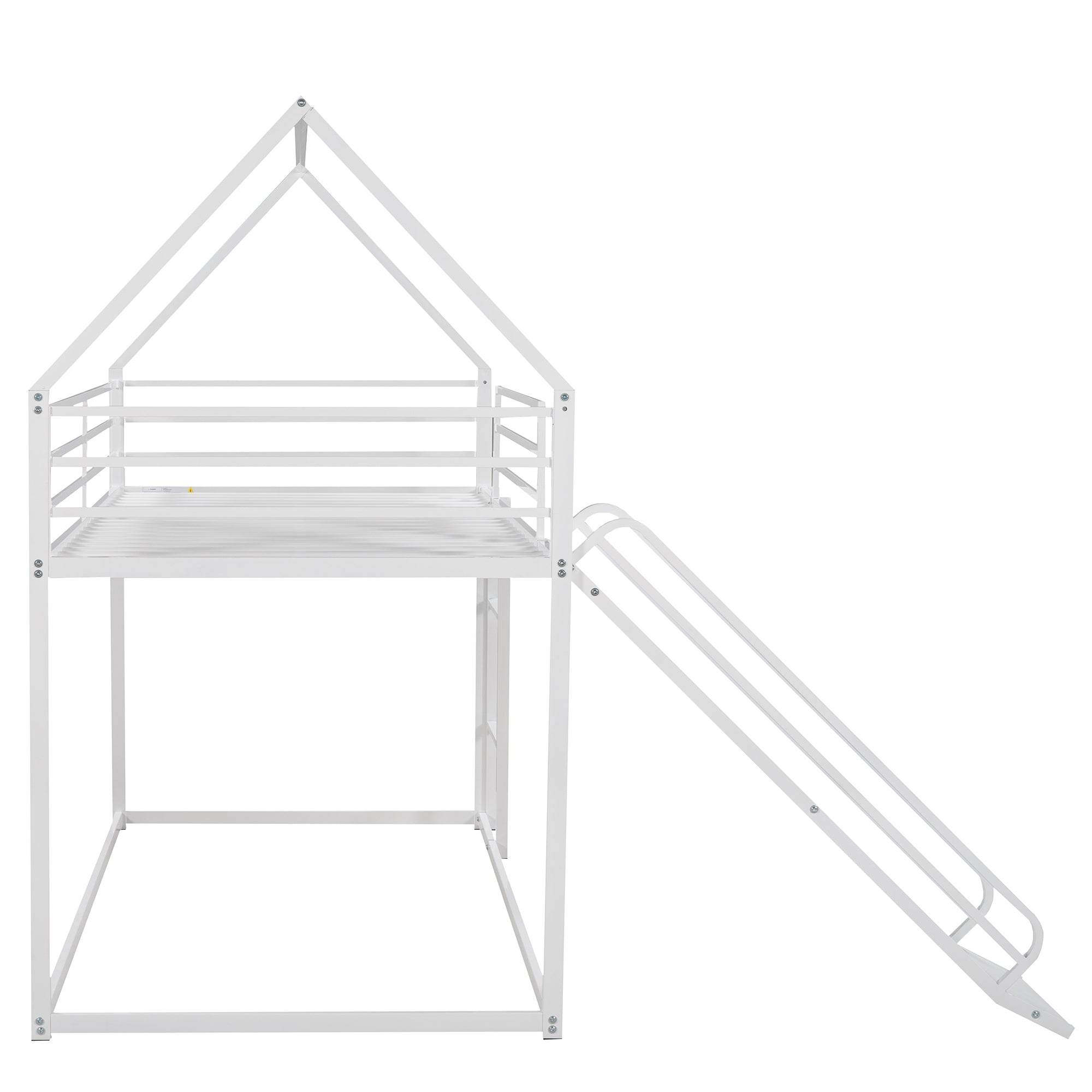 Twin Over Twin House Bunk Bed with Ladder and Slide