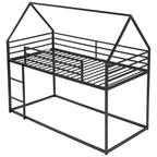 Twin Over Twin House Bunk Bed with Built-in Ladder