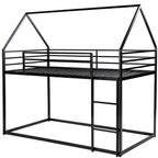 Twin Over Twin House Bunk Bed with Built-in Ladder