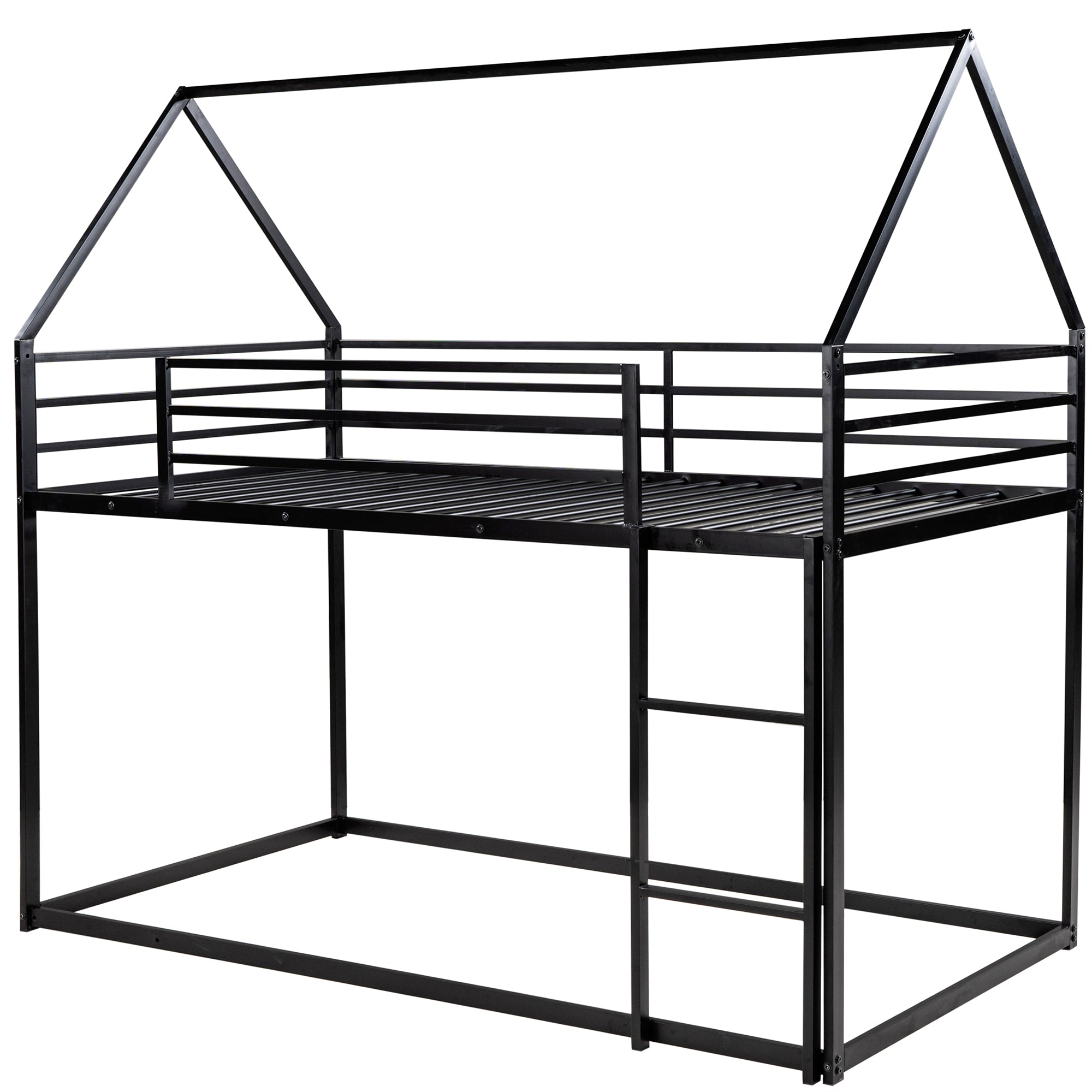 Twin Over Twin House Bunk Bed with Built-in Ladder
