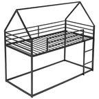 Twin Over Twin House Bunk Bed with Built-in Ladder