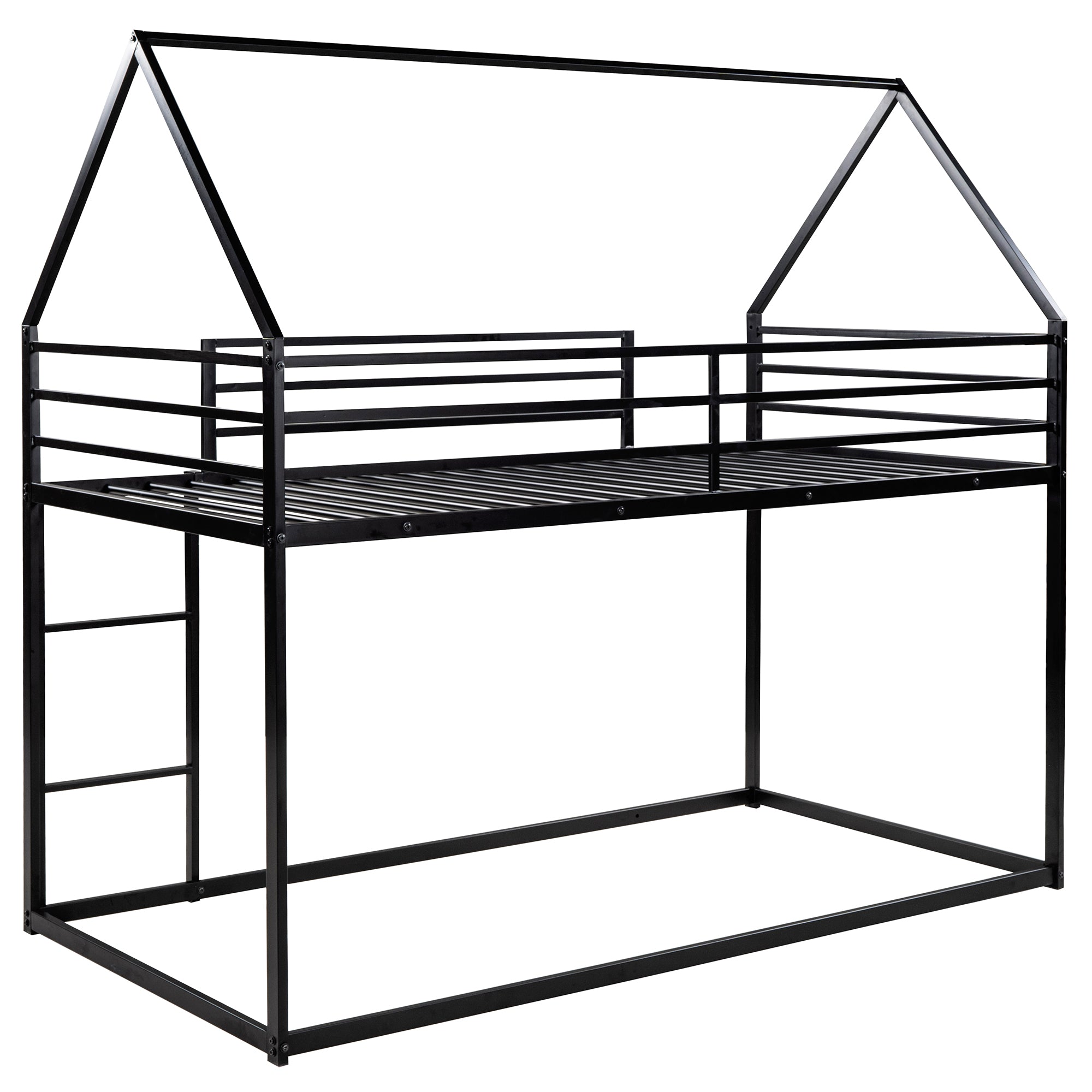 Twin Over Twin House Bunk Bed with Built-in Ladder