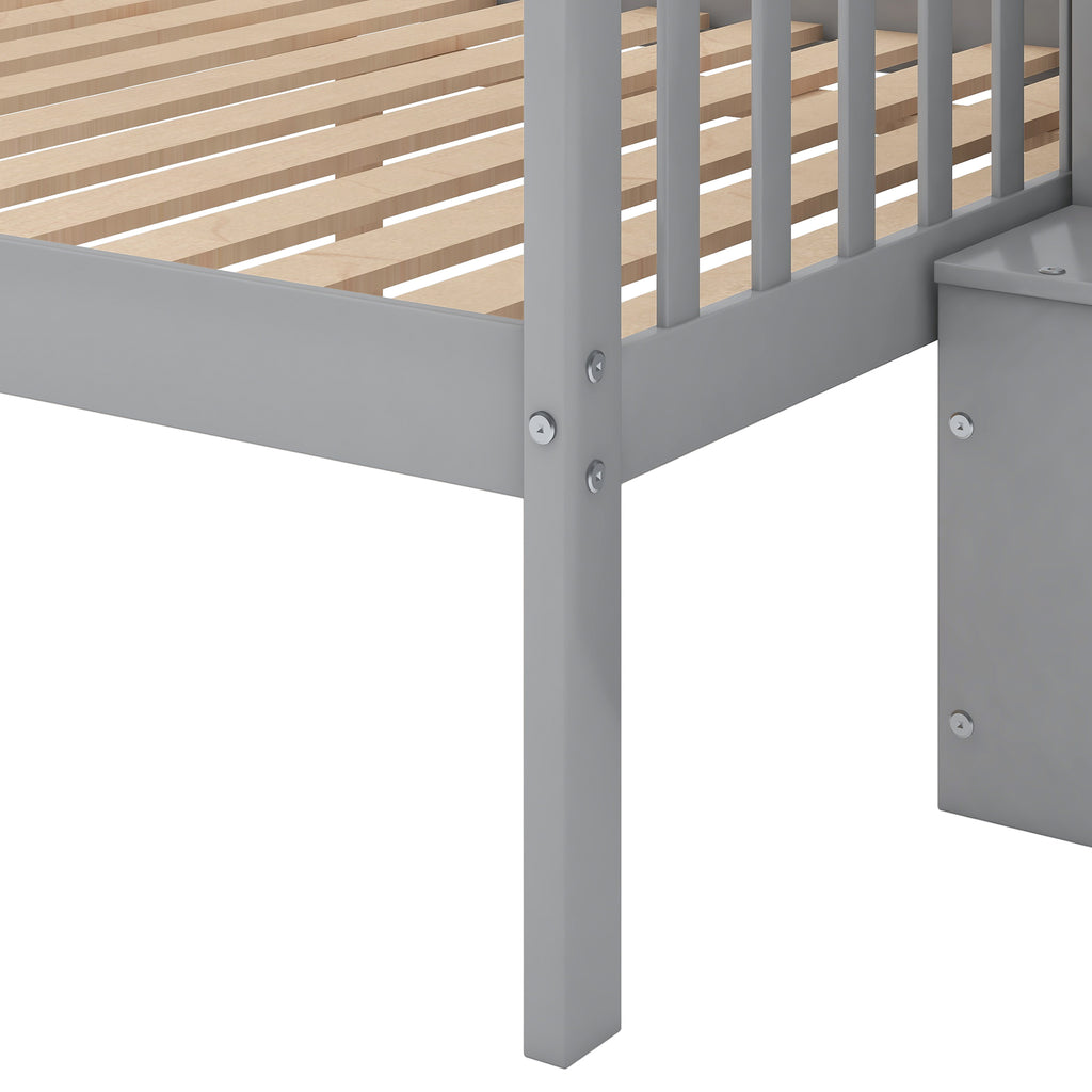 Twin Over Full Stairway Bunk Bed with Storage