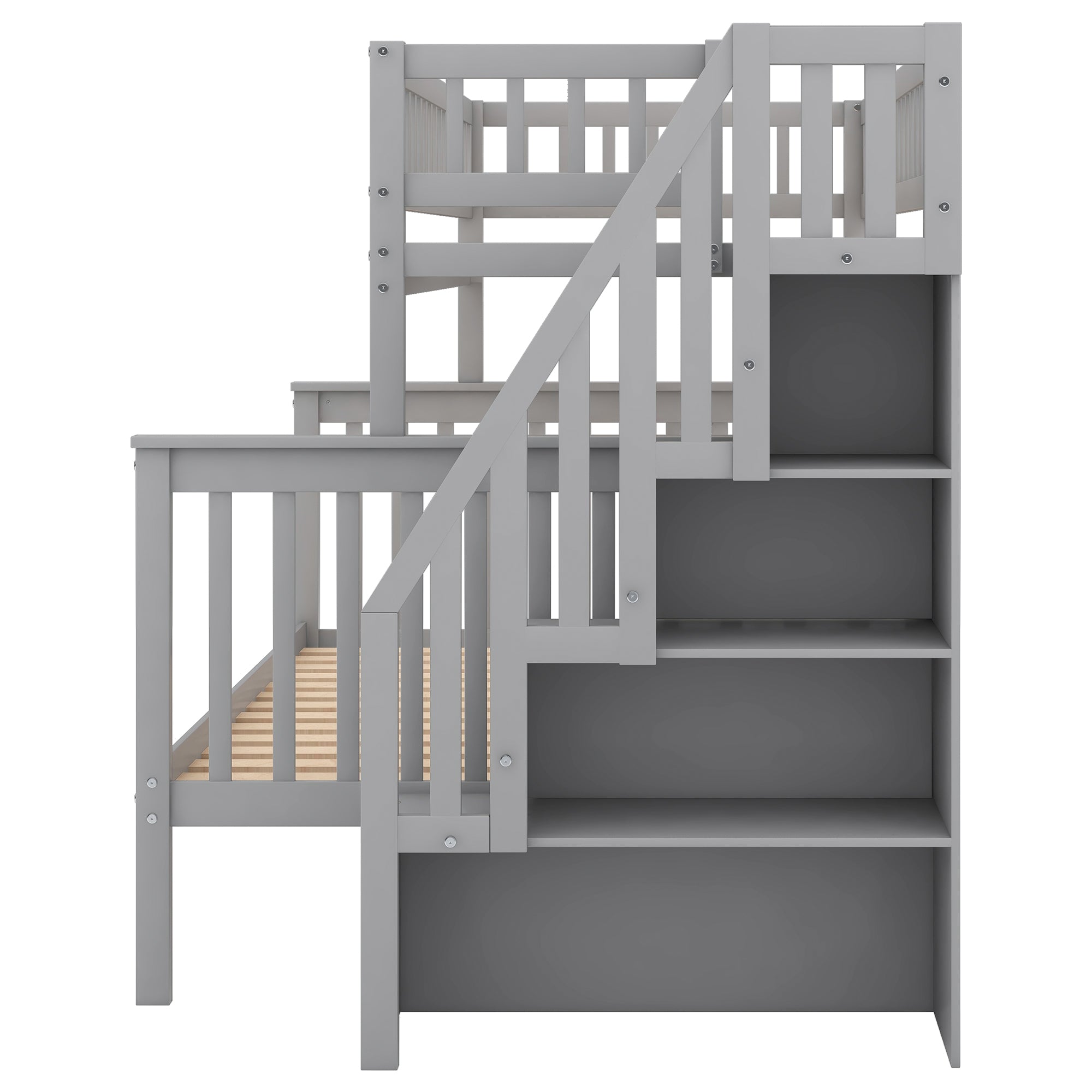 Twin Over Full Stairway Bunk Bed with Storage