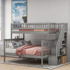 Twin Over Full Stairway Bunk Bed with Storage