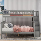 Twin Over Full Stairway Bunk Bed with Storage