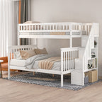 Twin Over Full Stairway Bunk Bed With Storage