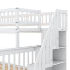 Twin Over Full Stairway Bunk Bed With Storage