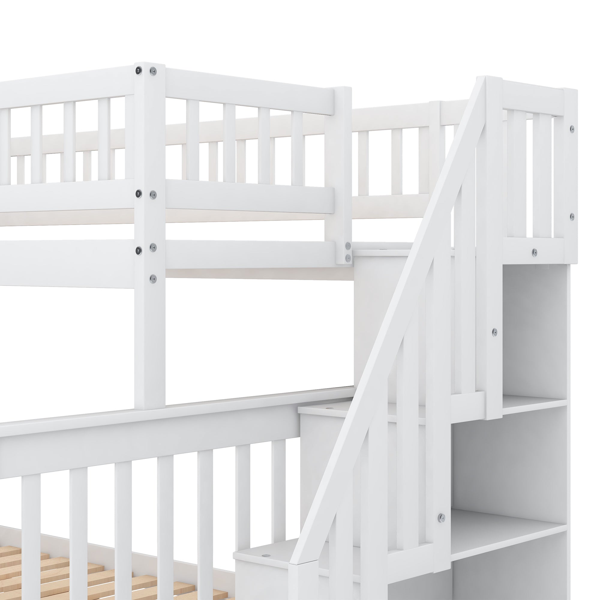 Twin Over Full Stairway Bunk Bed With Storage