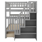 Full Over Full Bunk Bed with Two Drawers and Storage