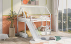 Twin Over Twin House Bunk Bed with Ladder and Slide