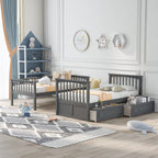 Twin Over Twin Bunk Bed with Drawers - Gray