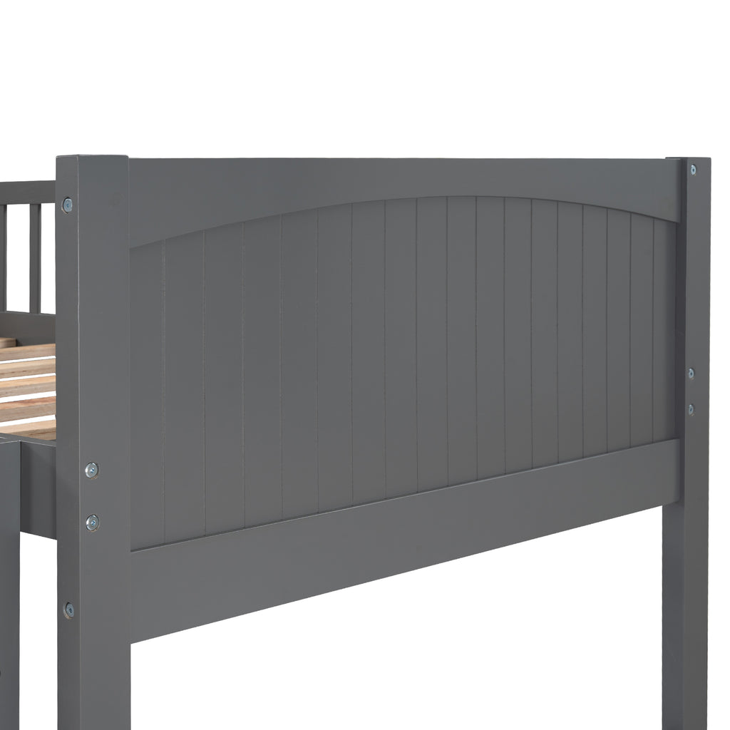 Twin Size Bunk Bed with a Loft Bed Attached, with Two Drawers