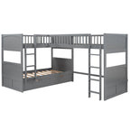 Twin Size Bunk Bed with a Loft Bed Attached, with Two Drawers