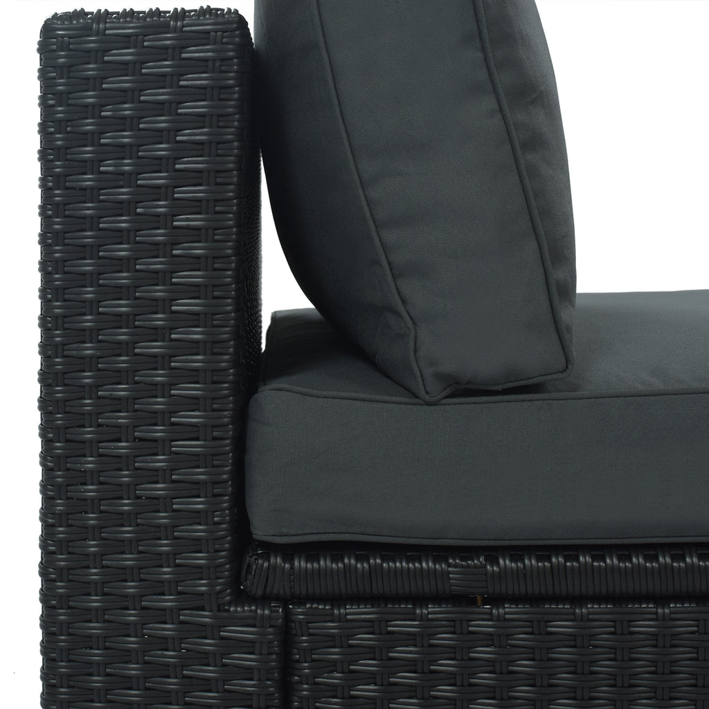 GO 7-Piece Outdoor Wicker Sofa Set with Striped Cushions