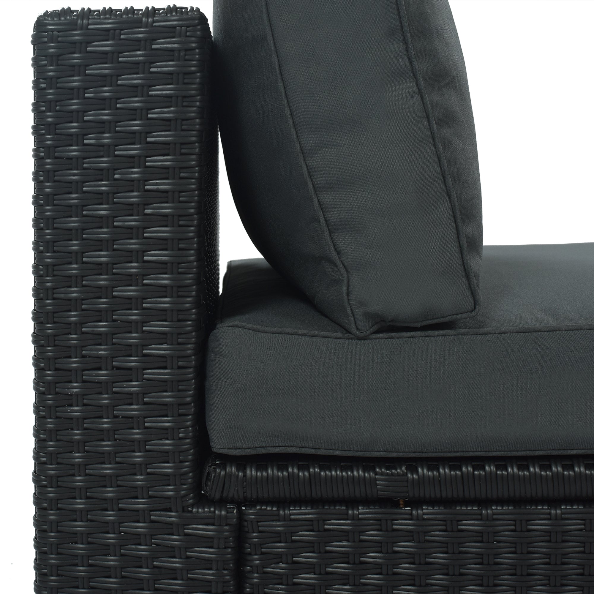 GO 7-Piece Outdoor Wicker Sofa Set with Striped Cushions