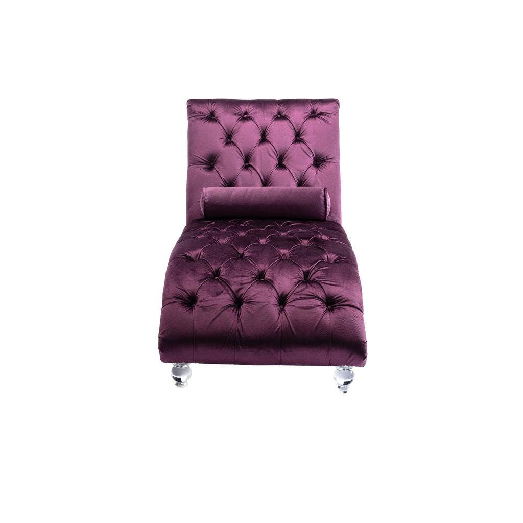 Velvet Chaise Lounge Indoor Chair (Purple Velvet)
