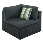 GO 7-Piece Outdoor Wicker Sofa Set with Striped Cushions